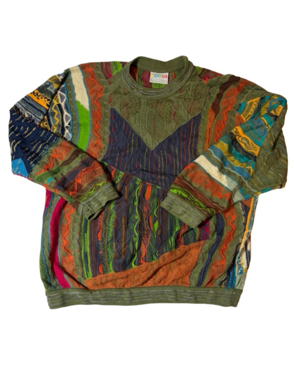 Vintage COOGI Australia Sweater 3D Knit Mercerized Cotton Colorful Textured 90s